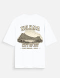 White short-sleeve T-shirt with a vintage-style graphic print of the Kolkata bridge and the text 'KOLKATA CITY OF JOY' on the front, shown against a light gray background.